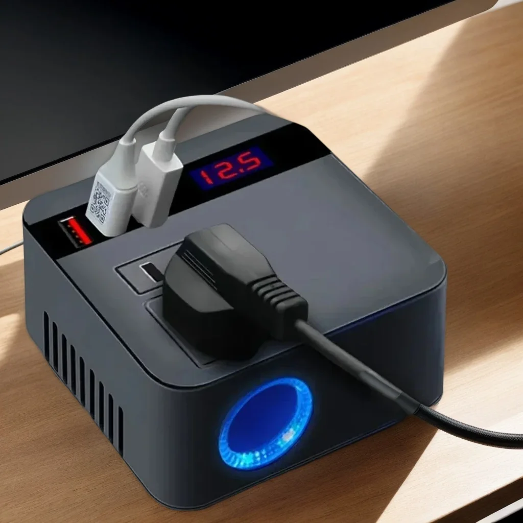 

​ ​ Встроенный инвертор мощности с высоким выходом — интеллектуальный светодиодный дисплей с 3-портовым USB-концентратором и защитой от перенапряжения ​ ​