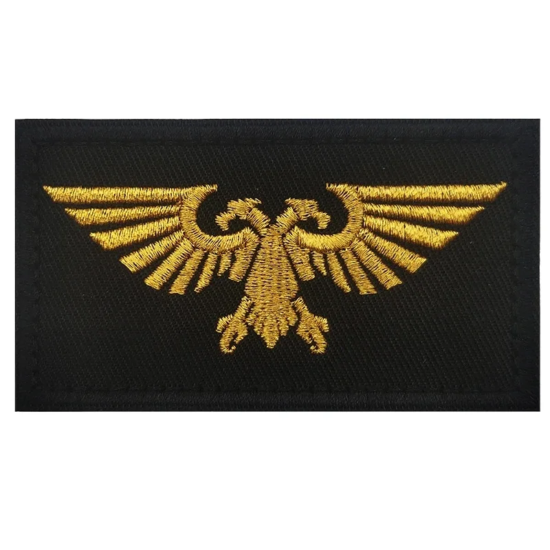 Hot Warhammer 40k Medal Gold Thread Embroidered Armband Double-headed Eagle Epaulet Backpack Hook&Loop Patches for Clothing