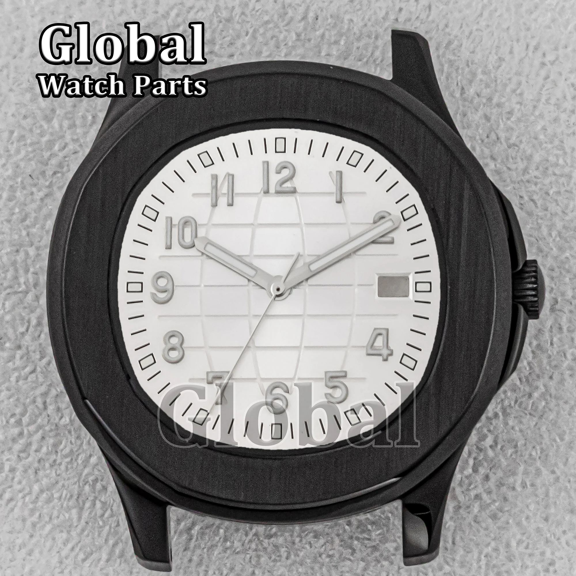 アクアノートノーチラス時計ケースステンレス鋼黒 42 ミリメートルメンズ時計ケースダイビング 50 メートル防水ガラス底時計アクセサリー