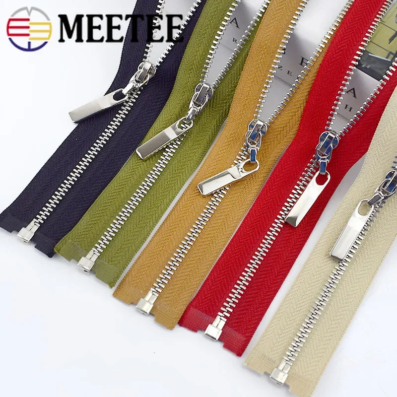 2/5pc Meetee 3# Metal Zipper 40/50/60/70cm Open-end Auto Lock Zip for Sewing Bag Bagpack Jacket Jeans Skirt Garment Accessories