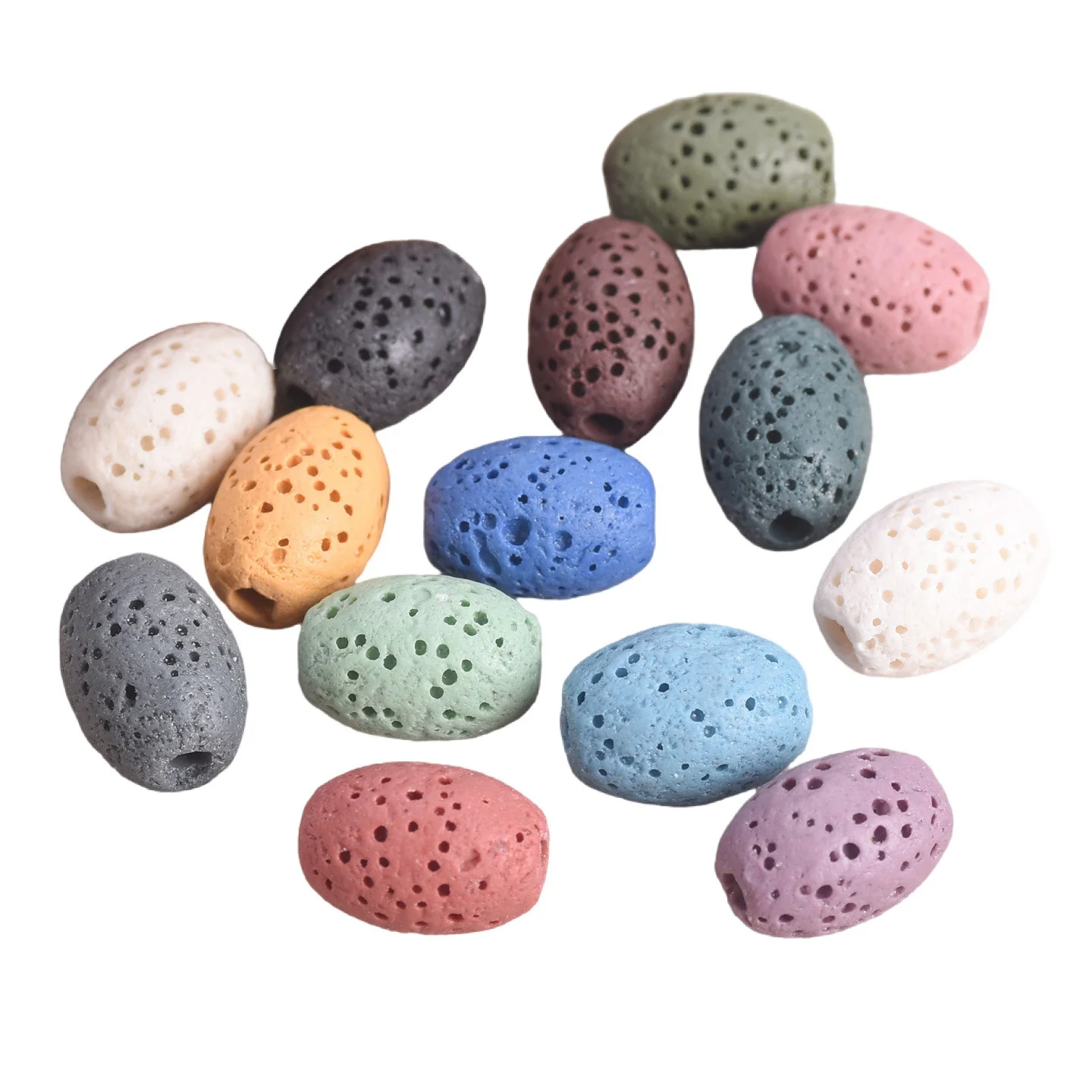 

10pcs Natural Volcano Lava Stone Oval Shape 12x9mm 15x11mm Loose Beads For Jewelry Making DIY Bracelet Findings