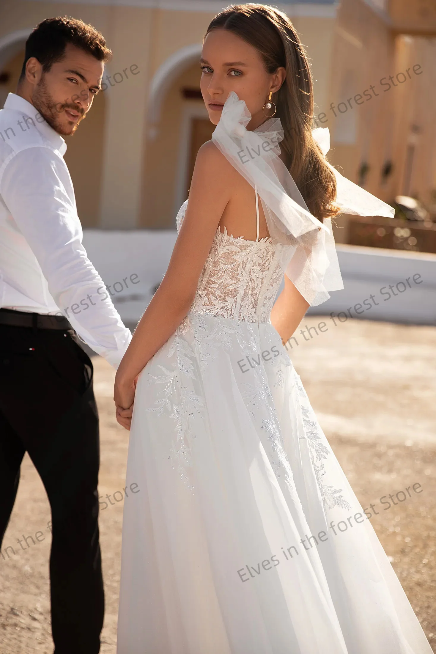 여성을위한 로맨틱 라인 신부 가운 맞춤형 연인 공식 웨딩 드레스 우아한 레이스 아플리케 Vestidos De Mariee