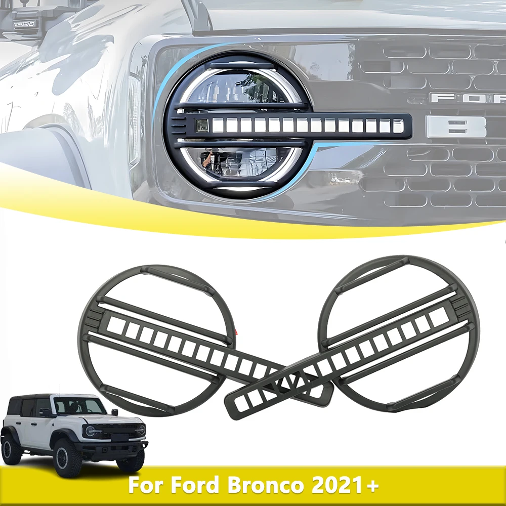 

Head Light Lampshade Guard Decoration Cover Trim for Ford Bronco 2021-2025 Headlight Protective Parts Accessories Car Styling