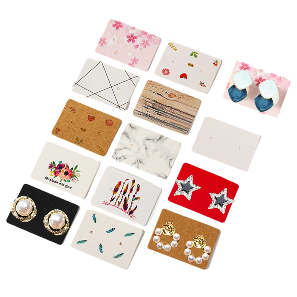 100pcs Small Earring Display Holder Paper Cards for DIY Ear Studs Jewelry Selling Small Businesses Selling Packaging Supplies