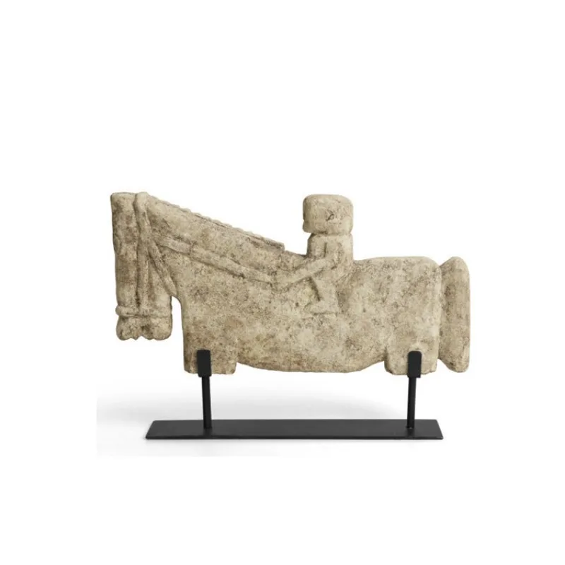 

wabi-sabi wind natural stone horse abstract art sculpture ornament, model room, bed and breakfast living room entrance