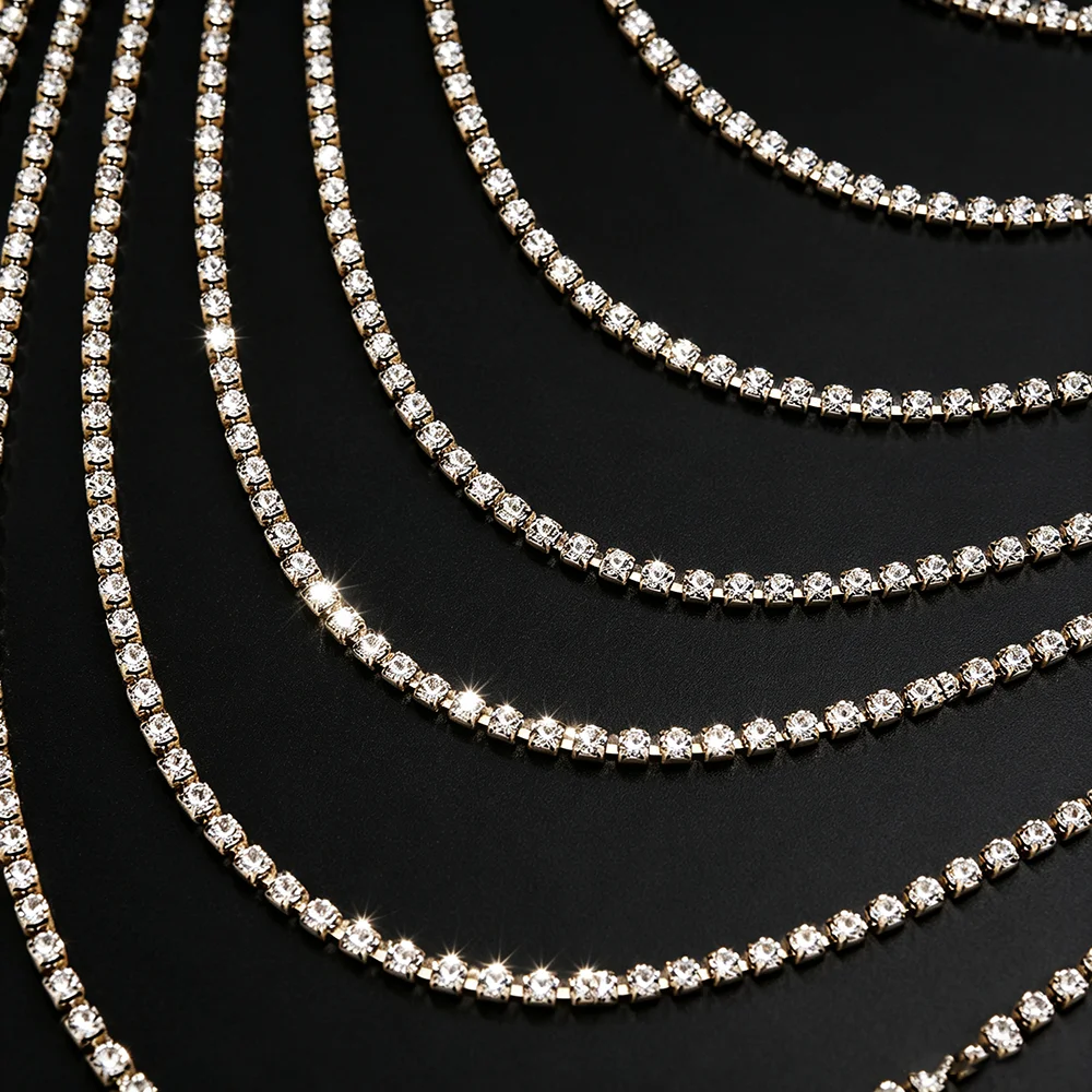 Rhinestone Back Chain Crystal  - Body Jewelry For Backless Dress ulasan dan harga