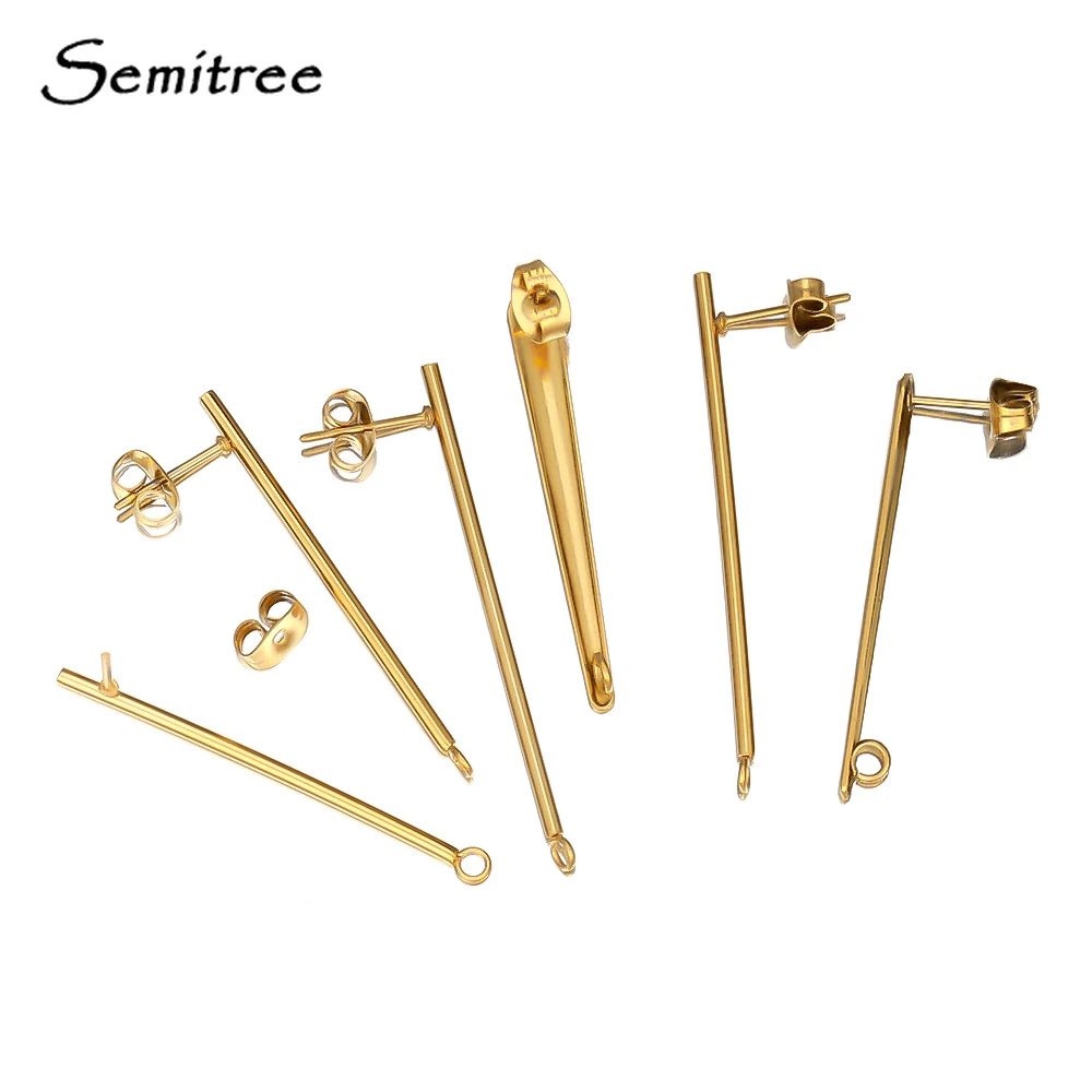 10pcs Gold Color Fashion Women Earrings Findings Stainless Steel Stud Earring Long Stick Connector Pendant DIY Jewelry Making