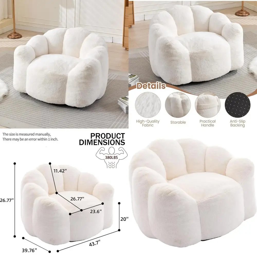 كرسي بين باج للبالغين - أريكة كبيرة الحجم من الفرو الصناعي فائقة النعومة للقراءة المريحة والاسترخاء في غرفة المعيشة #1