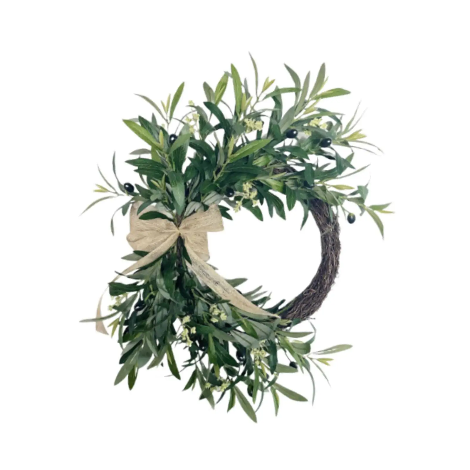 

Artificial Olive Wreath Round Hanging Garland Elegant Realistic Spring Summer Wreath for Front Door Party Porch Hotel Festival