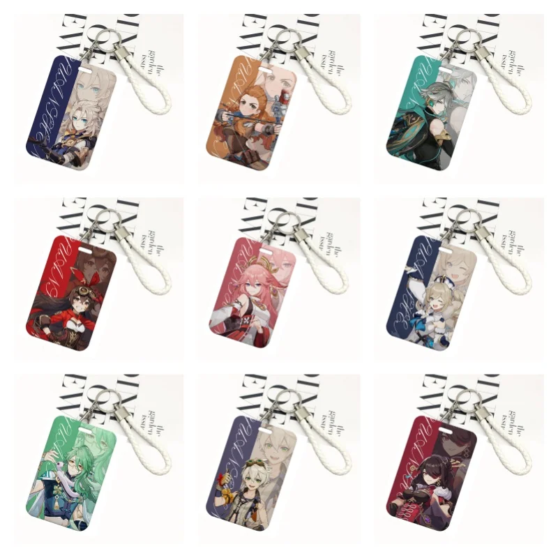 Anime Credential Holder braided rope ID Card Holder Cartoon Anime Key Lanyard pass card Cosplay Accessory Gift Wholesale