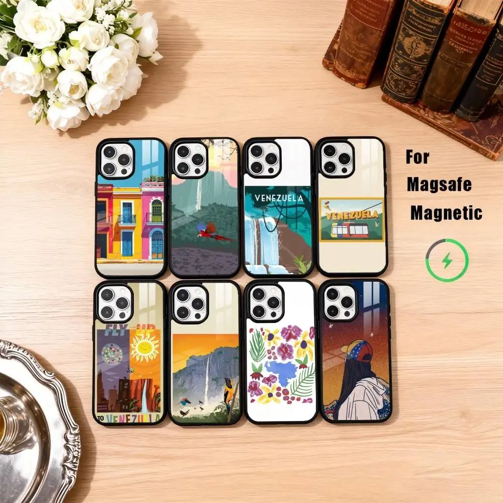 

Чехол для телефона V-Venezuela с эстетическим художественным принтом для iPhone17,16,15,14,13,12,11 Plus, Pro Max, магнитный для Magsafe с беспроводной зарядкой