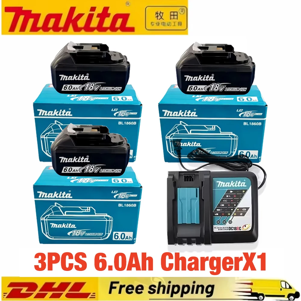 Originele Makita 18V batterij 6ah, met batterij-indicator Oplaadbare Makita-batterij, BL1830 BL1840 BL1850 Power Tool-batterij