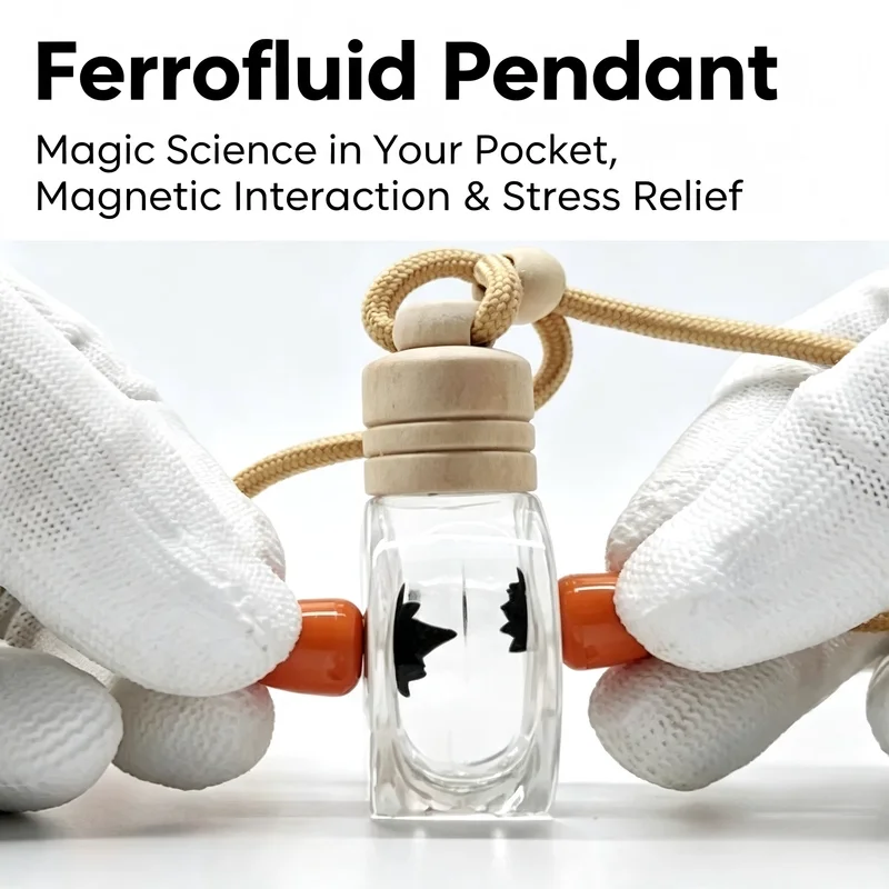 Black Tech Magnetic Fluid Pendant Toy Liquid Ferrofluid Fidget Necklace Stress Relief Desktop Ornament Casual Decor Present