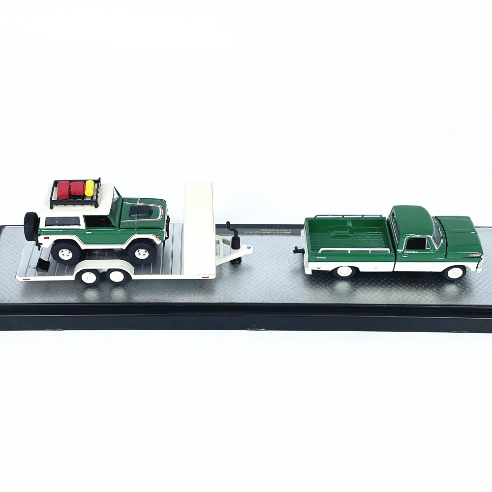 M2 Maschinen 1/64 1969 Ford F-100 Ranger Truck 1971 Ford Bronco R72 grün weiß Druckguss Legierung Auto Modell Sammlung Geschenk