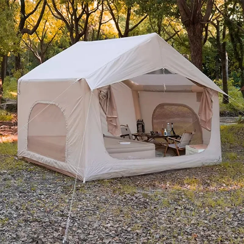 حار بيع النمط الصيني خيمة قابلة للنفخ مستقرة مع سرير مرتفع مزدوج للتخييم في الهواء الطلق