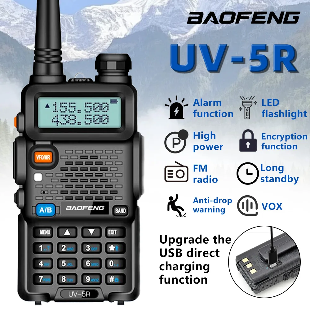 1 unidad más vendida CE Baofeng UV5R Radio VHF UHF de doble banda Original Baofeng UV-5R Walkie Talkie 5W rango de conversación de larga distancia 3-5km