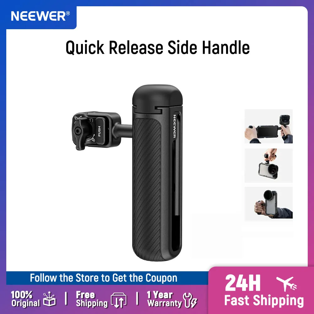 NEEWER PA045E Side Handle with Bluetooth Remote Shutter For NEEWER 2nd Gen Phone Cage For iPhone 15 Pro/15 Pro Max S24 Ultra