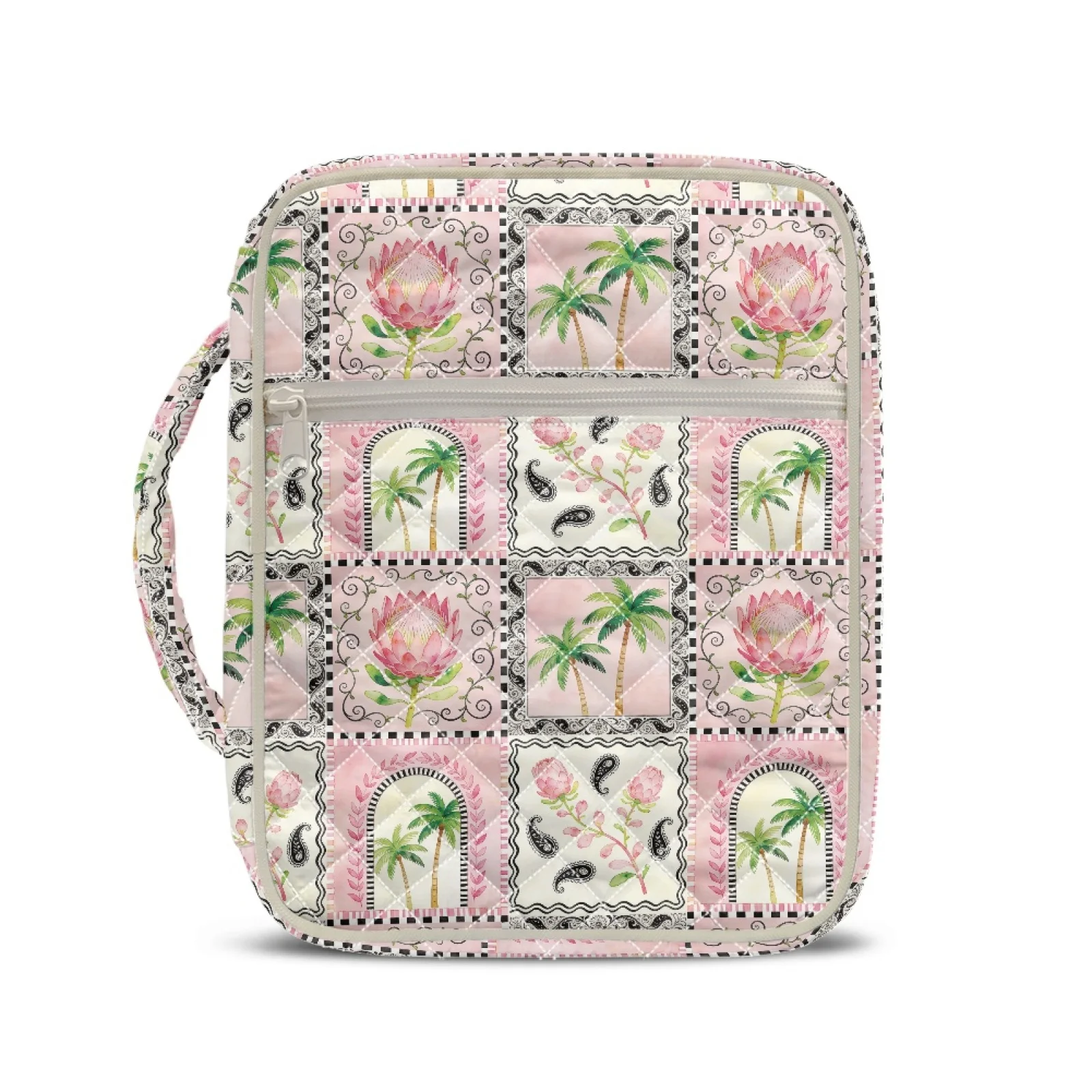 Coloranimal Patchwork Floral Palm 2026 Trending Bible Cover Case for Women Lightweight Quilted Bible Cover