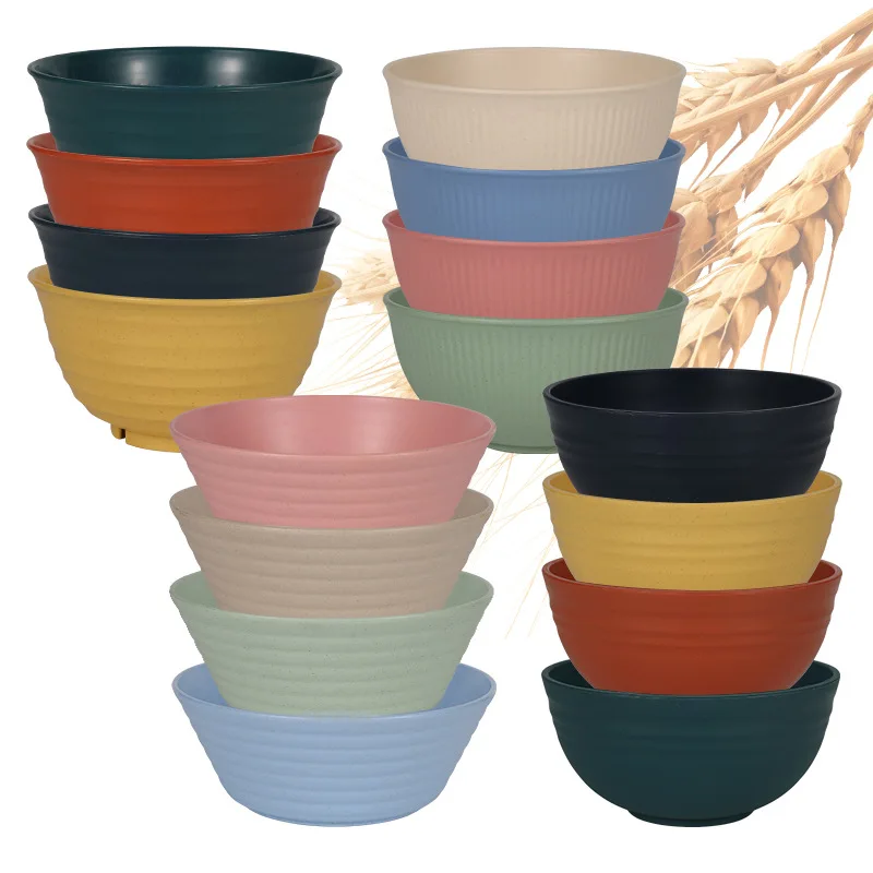 Set Of 6 Unbreakable 24 Oz Plastic Cereal Bowls - Reusable Lightweight, Blue, Outdoor Safe, French Country Style