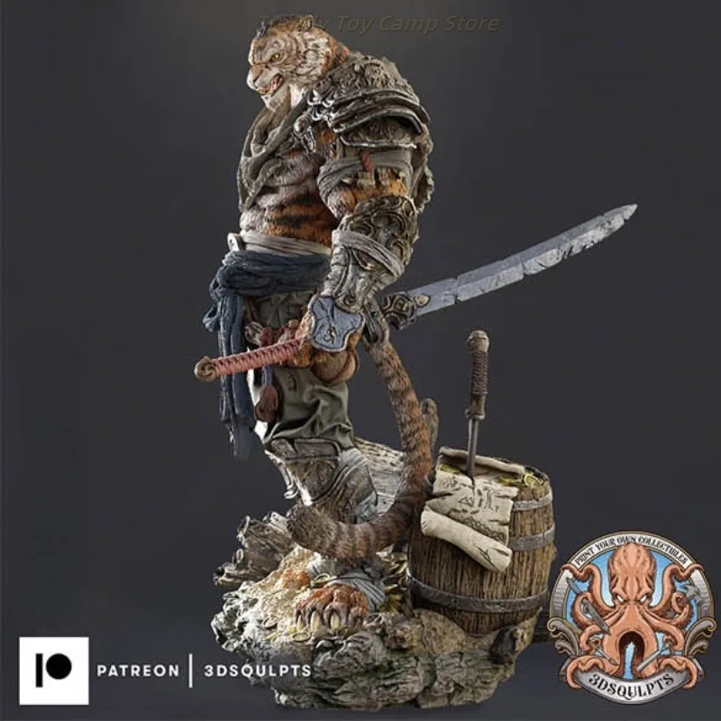 Kit de modelo de figura de resina em escala 1/24, guerreiro tigre, fantasia, hobby, escultura em miniatura, brinquedo, desmontado e sem pintura, coleção de presentes
