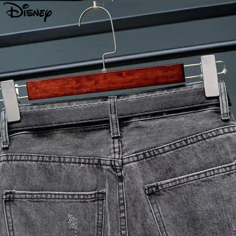 Disney-Top de algodón con cremallera para mujer, bordado de Mickey Mouse, Flash Irregular grande, cintura alta, corto, novedad de verano