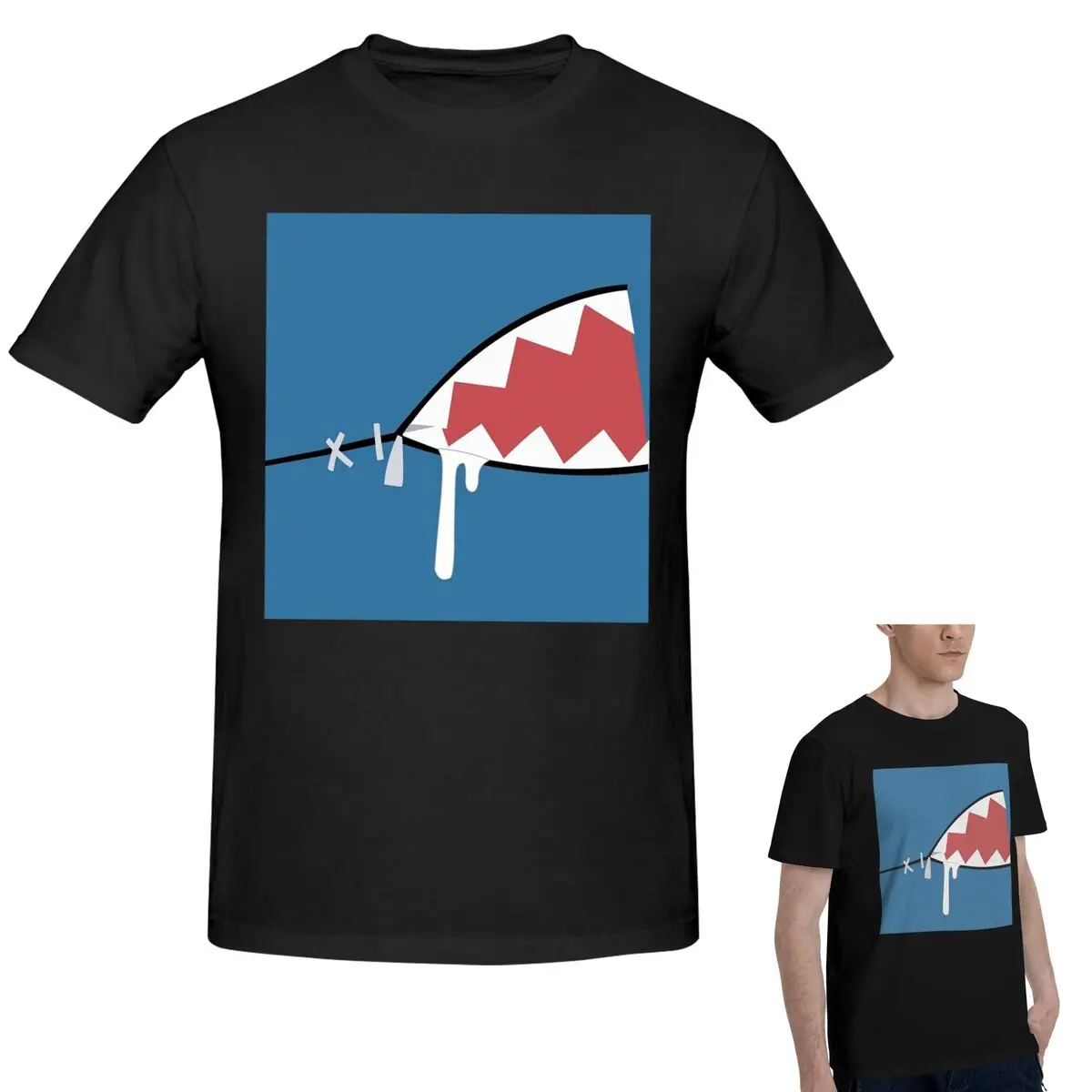 

100% Cotton Gawr Gura Shark Mouth T-Shirt Men's Fashion Oversized T Shirt Men O-Neck Summer Shirts Tops S-6XL