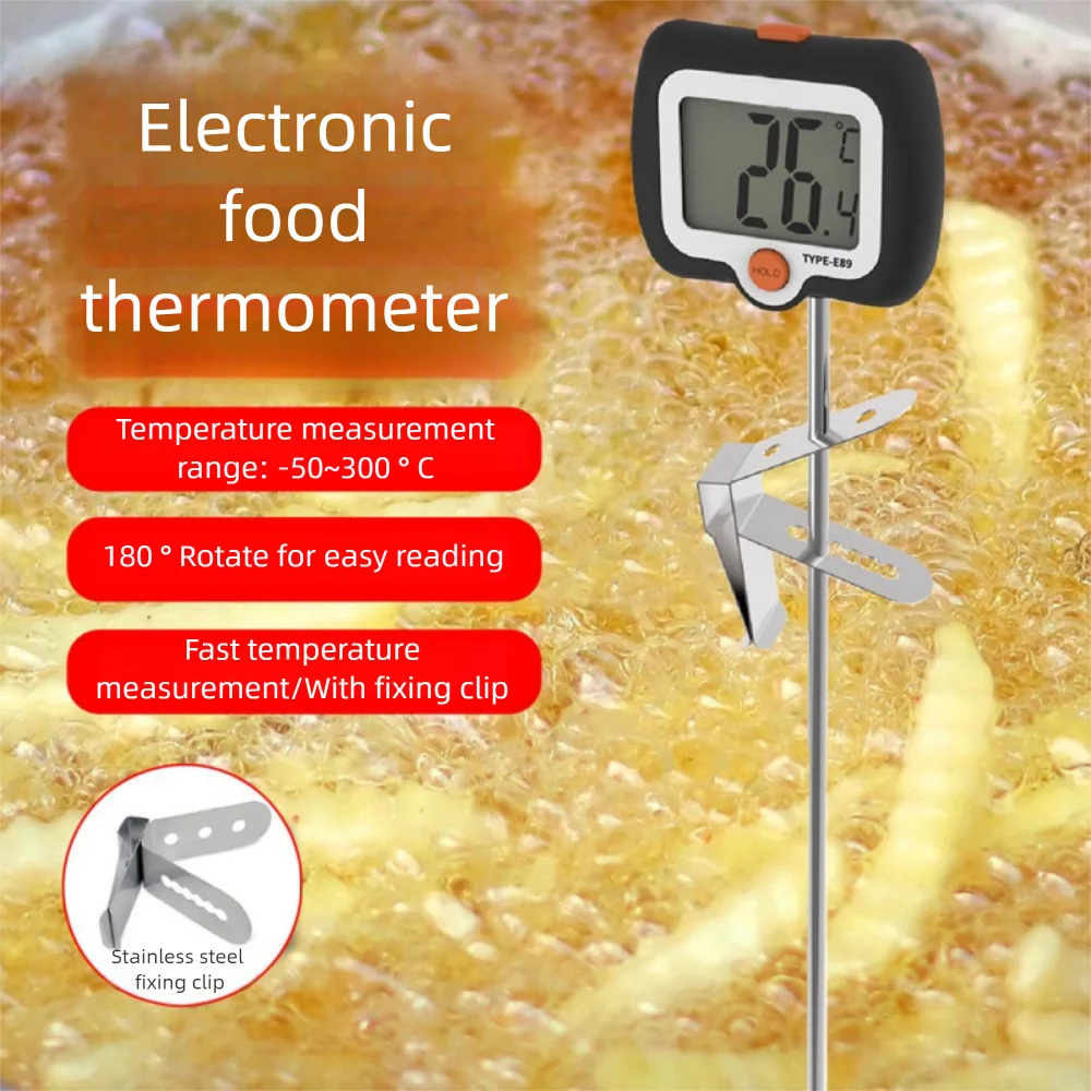 

Food Thermometer with Pot Clip 180° Rotating Digital Display High Accuracy Instant Read Temperature Gauge with 25cm Long Probe
