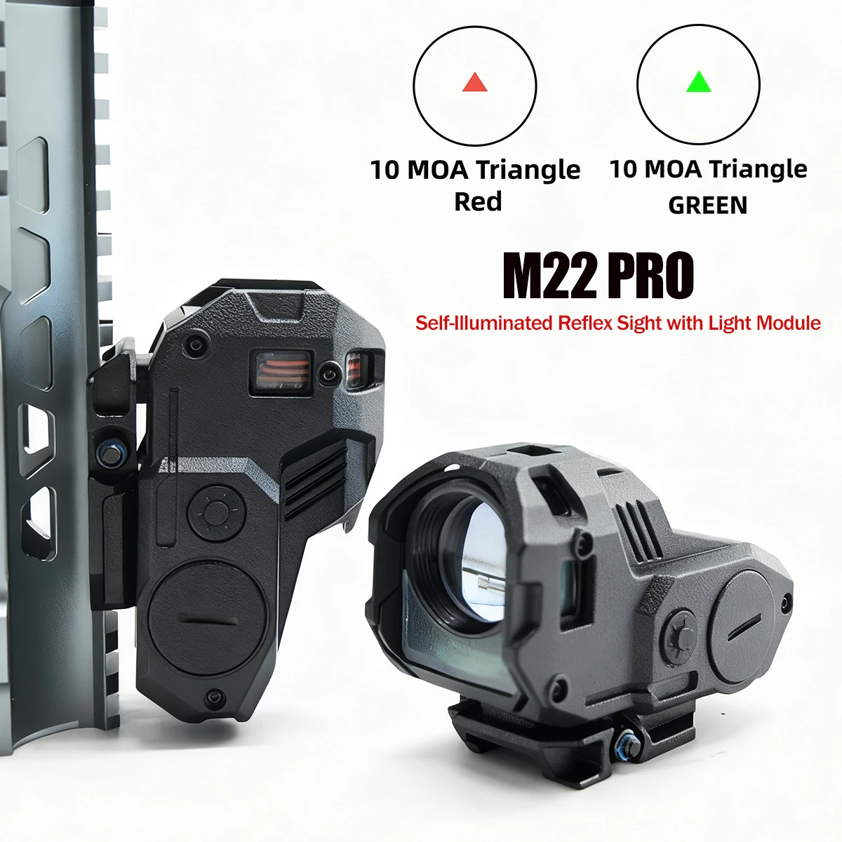 

NEW M22 PRO Red Dot Sight Tactical Hunting Real Fiber Optics Reflex Rifle Scope 10 MOA Triangle Reticle Red/Green Airsoft Sight