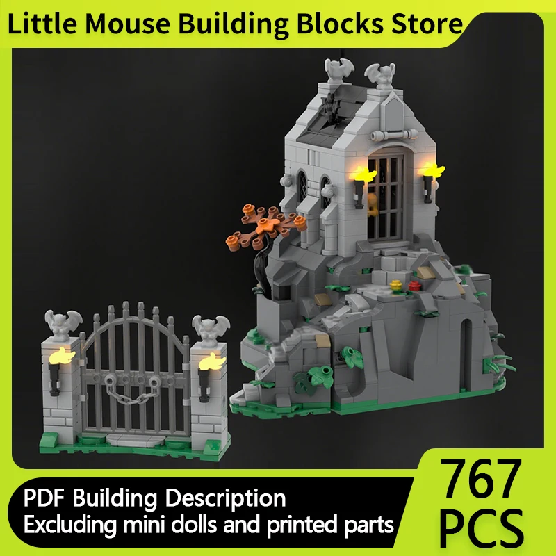 

Средневековый замок, модель MOC, строительные кирпичи, подземная рок-гробница, модульные технологии, подарки, праздник, сборка, детские игрушки, костюм