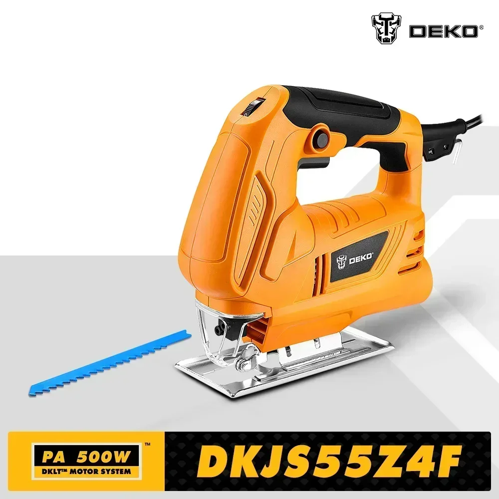 DEKO 220V Jigsaw DKJS55Z4F High Power Variable Speed​ Electric Saw with Piece Blades Accessories for Home DIY Power Tool