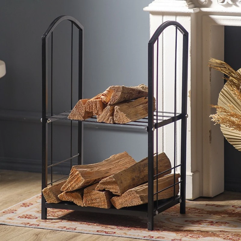

Iron Fireplace Firewood Holder Stand Living Room Entrance Modern Firewood Racks Bracket Storage Portable Log Racks Indoors