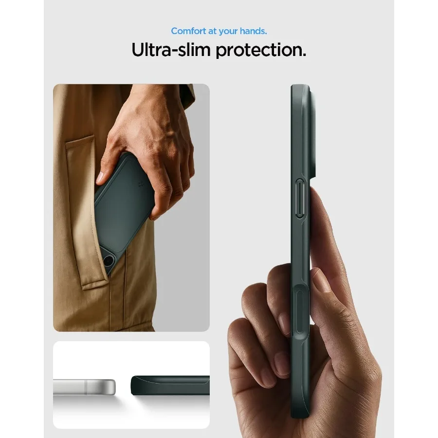 جراب iPhone 17 Pro Max ذو مقاس رفيع مع تحكم في الكاميرا مغطى بـ TPU وتوافق MagSafe - لون أخضر داكن #3