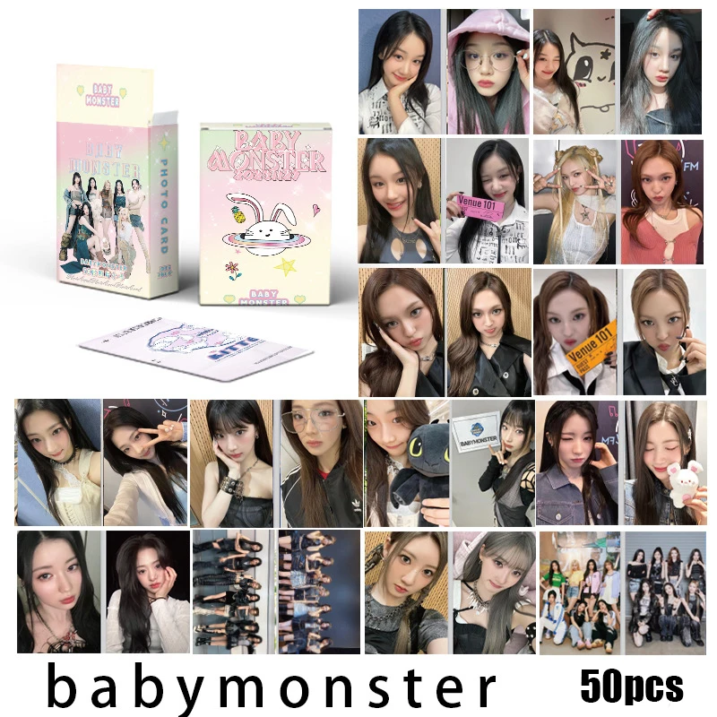 50szt/zestaw KPOP BABY MONSTER Album LOMO Card FOREVER HD Wysokiej jakości kolekcja fanów Prezent Karta fotograficzna Pocztówka AHYEON HARAM RORA