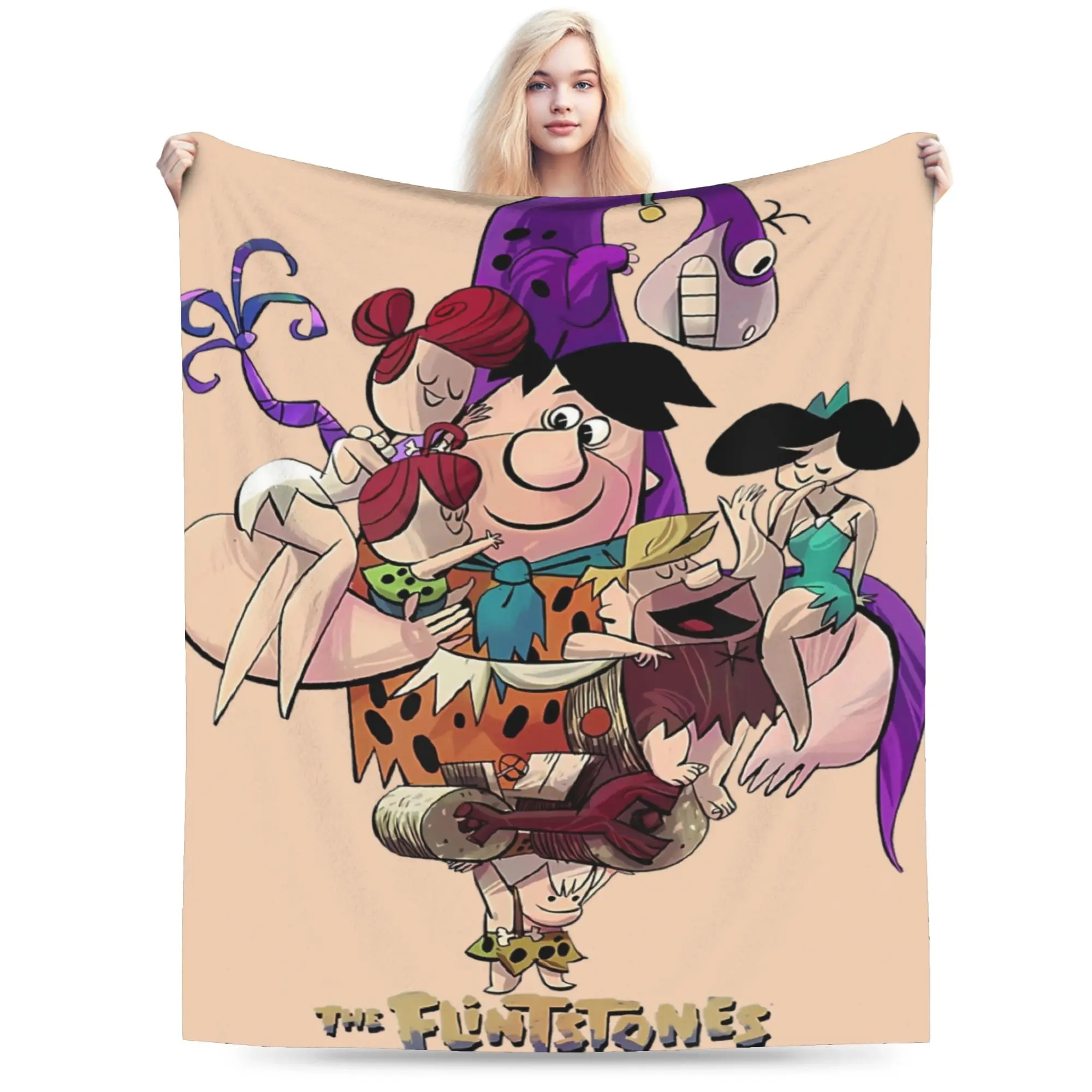 The Flintstone Vintage cartoon  Blankets Lightweight Thin Fleece Healing Present  Throw Blankets Bedding Throws