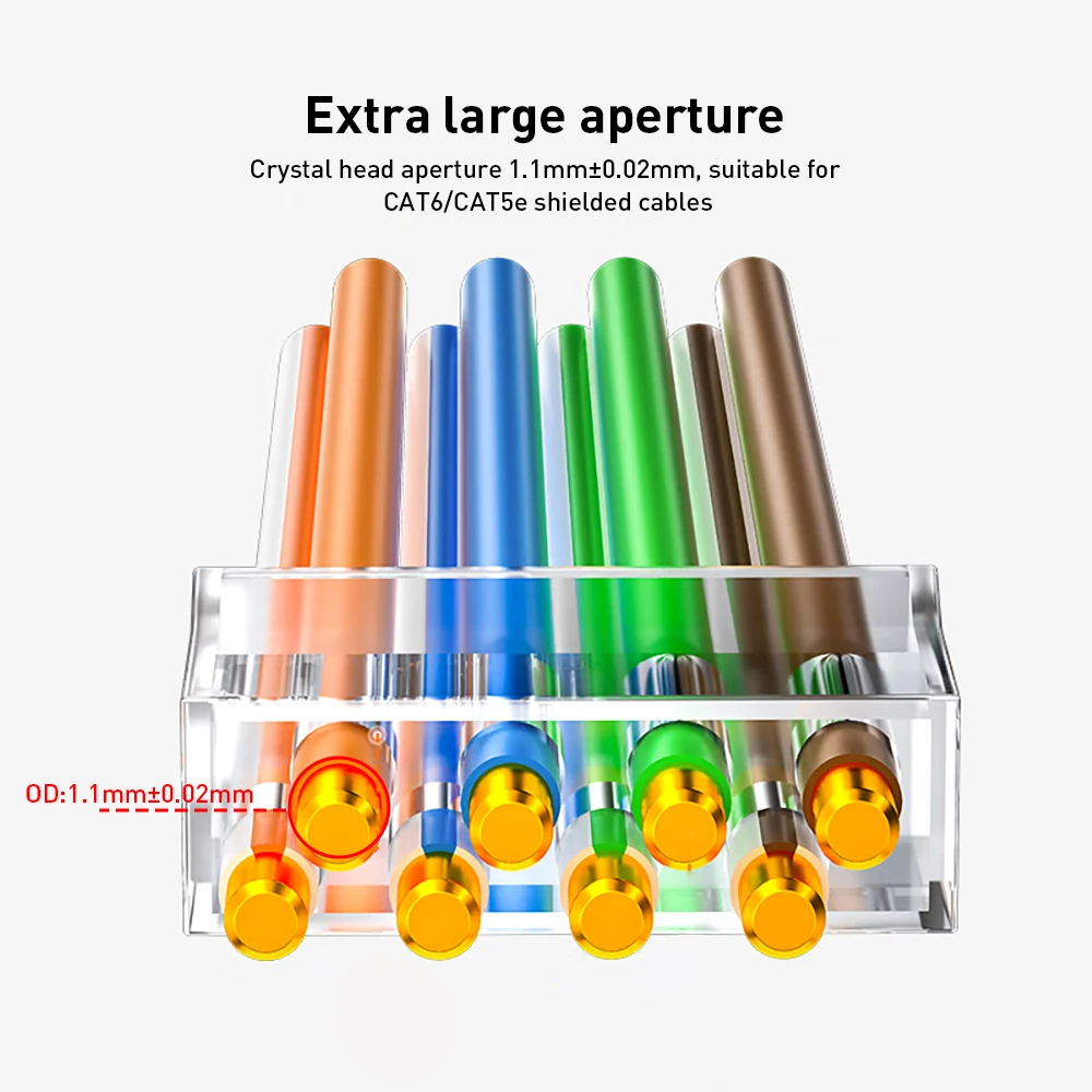 Natalink Cat6 RJ45 Connector Network Modular Two-Piece Design Plug Connector 8P8C for Ethernet Cable RJ45 Crimper Connector Plug