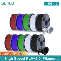 SUNLU 10KG High Speed PLA+2.0 3D Printer Filament 1KG 1.75mm High Flow Speedy 3D Filament Fits for FDM 3D Print &Fast Printer