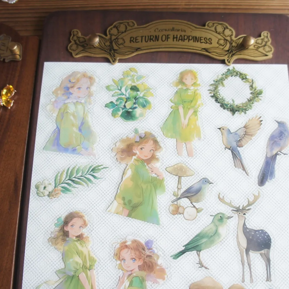 

38pcs MIX Size Sunshine Girl Living in The Forest Design PVC Sticker As Scrapbooking DIY Gift Packing Label Tag Decoration