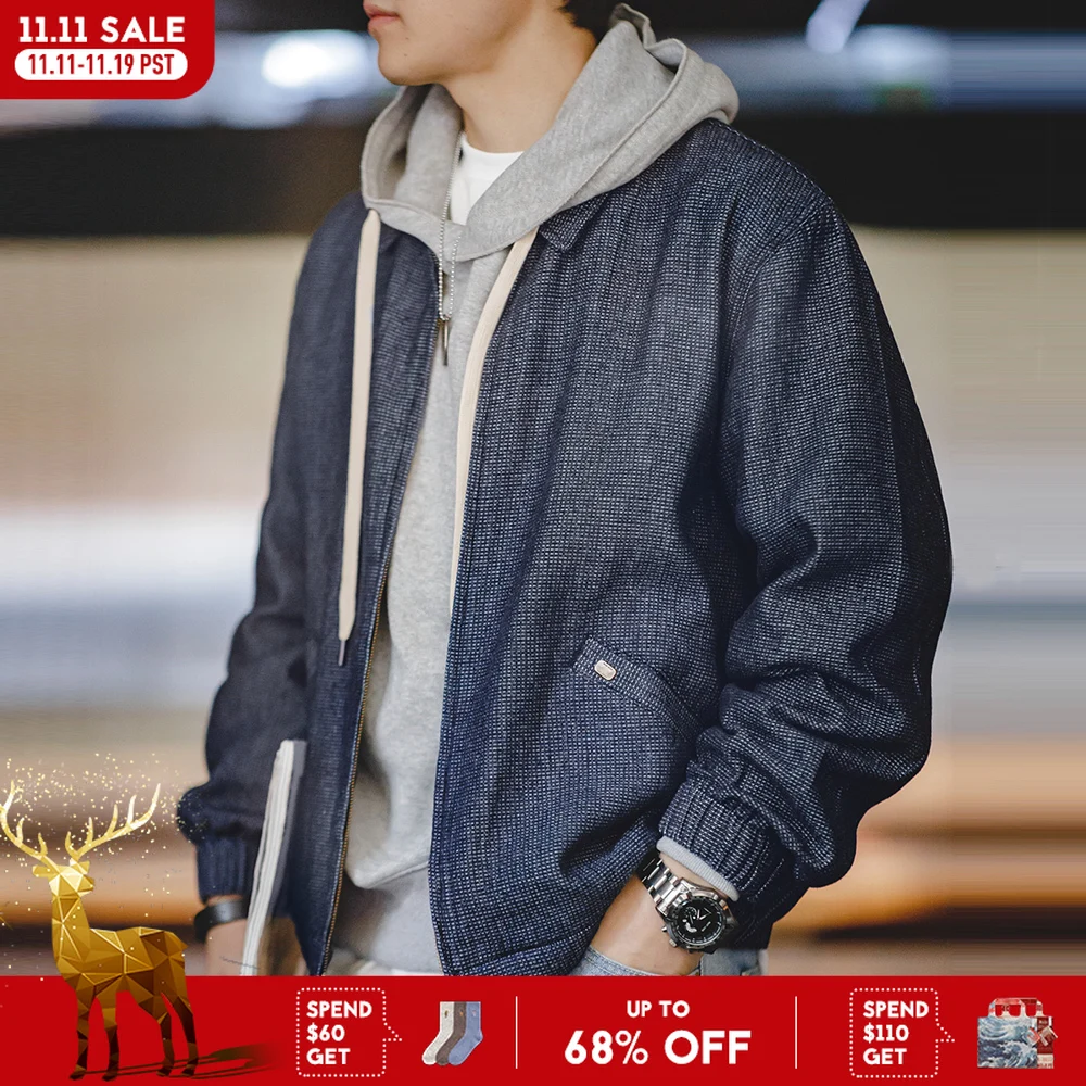 

Maden American New Spring And Autumn Retro Denim Jacket Cityboy Amekaji Style Loose Lapel Jacket Men’s Fashion Short Blue Coats