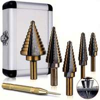 HSS 4241 Cobalt Step Drill Bit Set, 6Pcs Cone Drill Bits for Metal Iron Aluminum Copper Steel & Wood,  Metal Drilling Hole Tools
