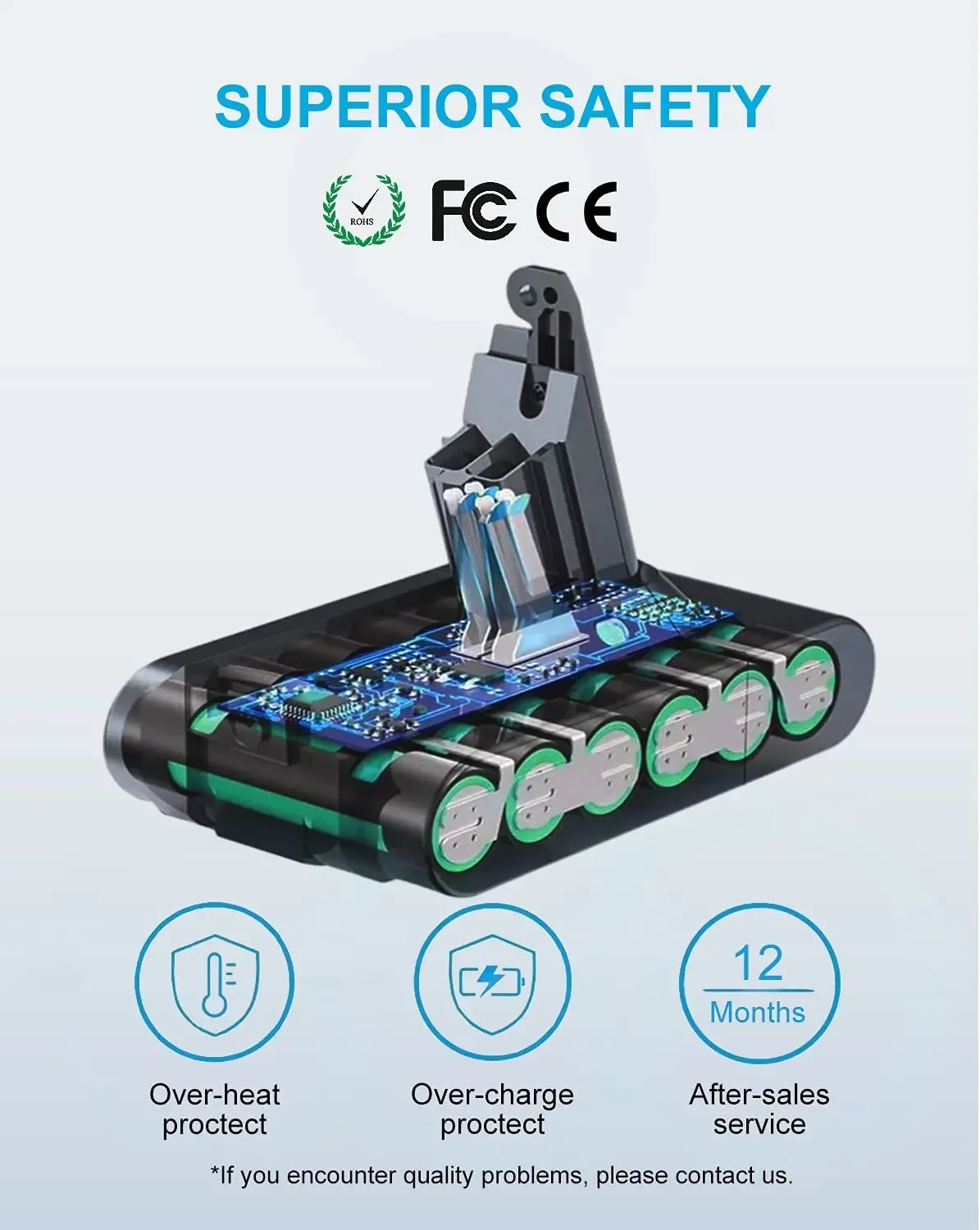 Imagem -04 - Bateria Sobresselente Portátil do Aspirador de pó 21.6v Apto para Dyson v6 v7 v8 V10 Série Sv12 Dc62 Dc58 Sv11 Sv10 Sv12 Sv11 Sv10