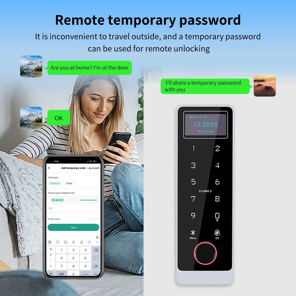 مقاوم للماء WIFI Tuya App التحكم قارئ بصمات الأصابع مع شاشة LED LCD قائمة بذاتها باب لوحة المفاتيح المعدنية نظام التحكم في الوصول RFID