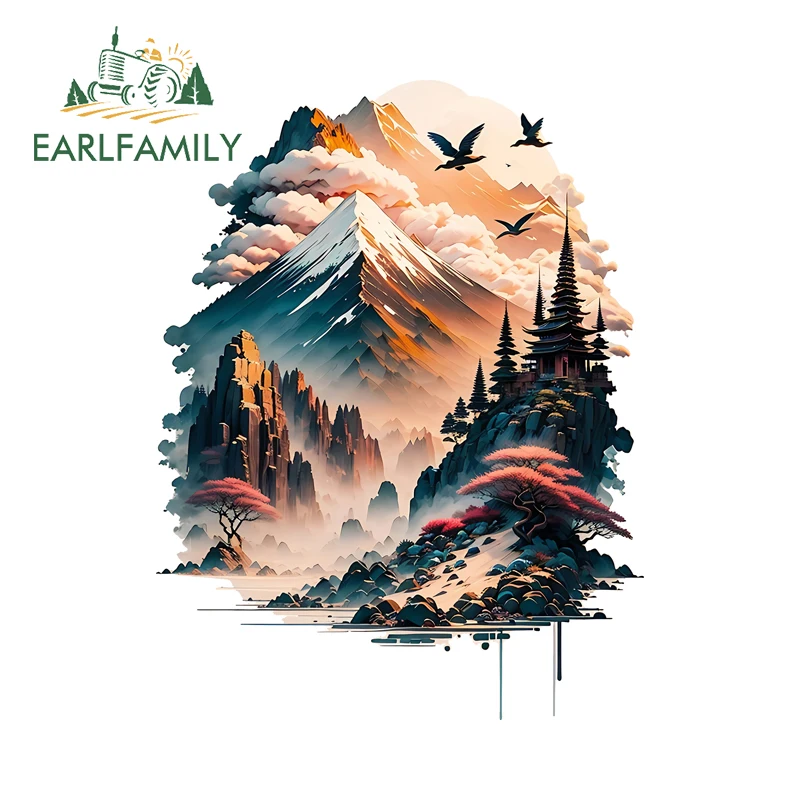 

EARLFAMILY Beautiful Mountain Natural Scenery Car Stickers Cool Window Decals Occlusion Scratch Simple PVC Car Acccesorios