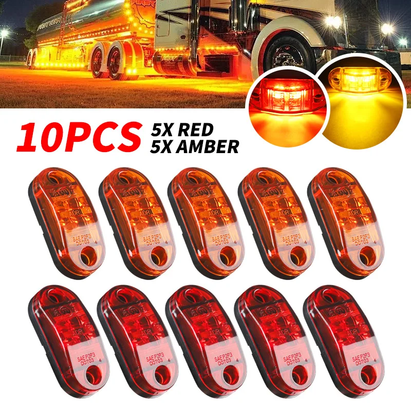 

12V 24V Led Amber Warning Lights LED Light Semaphore Clearance Lamp Yellow White Red LED Side Marker Lamp For Trailer Trucks Car