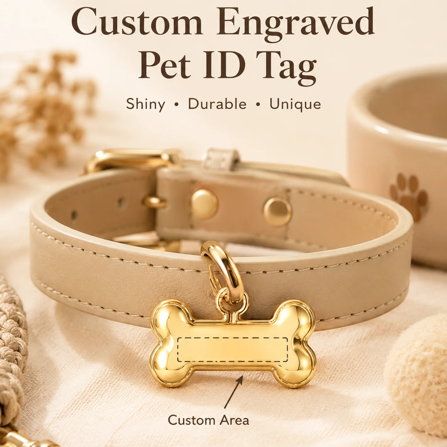 

Custom Text Dog Tag Customized Name Pets Tag Bone Shape Laser Engraving Alloy Collar Pendant prttey Name Dog Tags