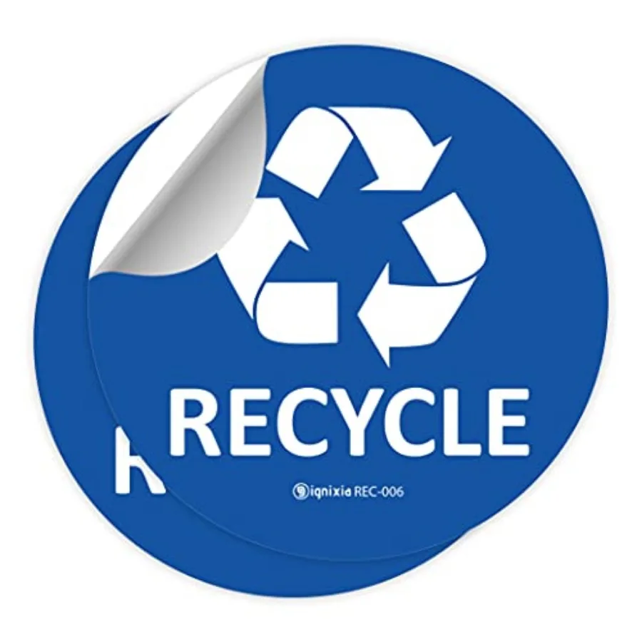 Recycle Stickers for Trash Can 6x6 Inch Large Pack of 2 Recycle Decals for Recycle Bins Waterproof UV Protected Recycling Stick