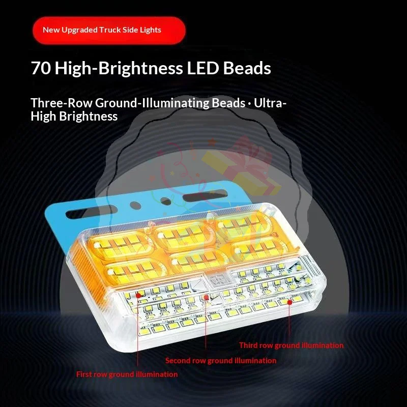24V Truck LED Side Marker Lights Waterproof Night Visible Ultra Bright Turn Signal Light 1PC for RV Trailer