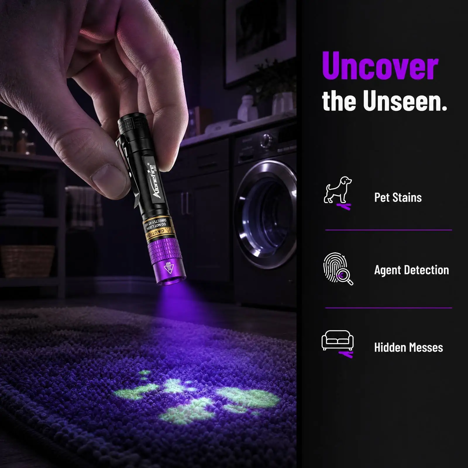 365nm/395nm Mini UV-LED-Taschenlampe Schwarzlicht-Fackel zur Erkennung von Katzen- und Hundeurin, Tinea, Geld, Porzellan, Jade, Skorpione