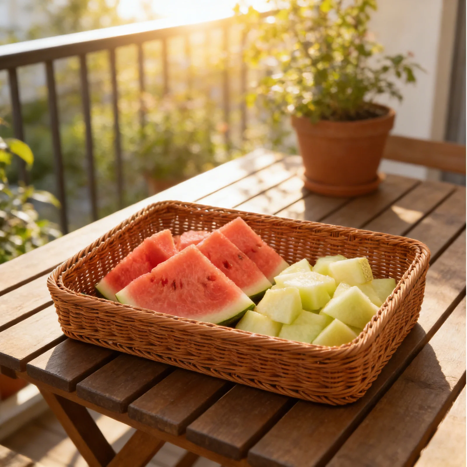 Imitation Rattan Bread Basket Rectangular Plastic Wicker Fruit Basket 40x30cm Slant Opening Snack Organizer Serving Tray Kitchen