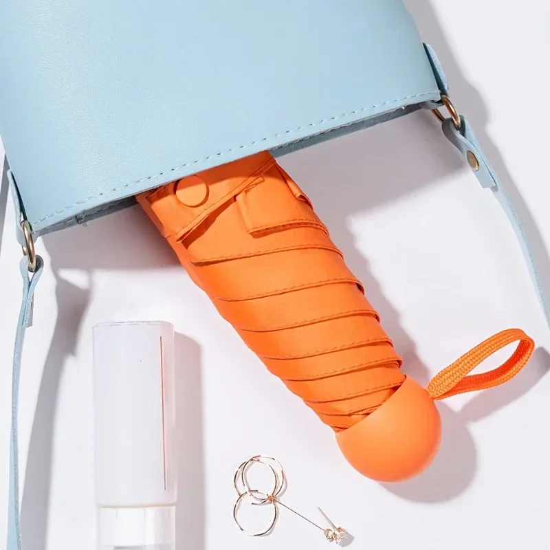 UV-Block Capsule Mini Umbrella – 5-Fold Pocket-Size, 190 g Travel Sunshade, Manual Open/Close, Super-Light & Portable