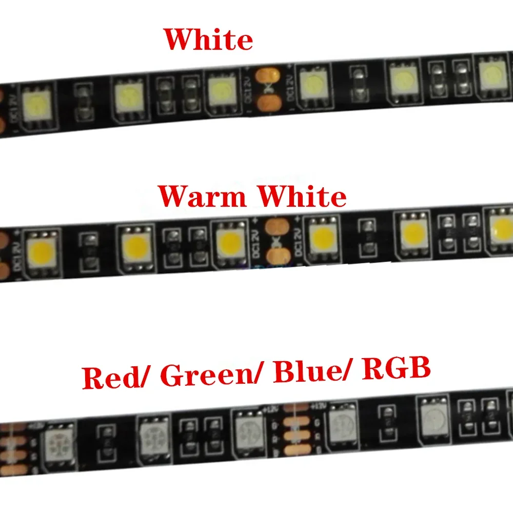 

Черная светодиодная лента PCB 5050, 12 В постоянного тока, 60 светодиодов/м, 5 м 300 светодиодов, IP20/IP65, водонепроницаемая, RGB, белая, теплый белый, красный, зеленый, синий RGBW RGBWW